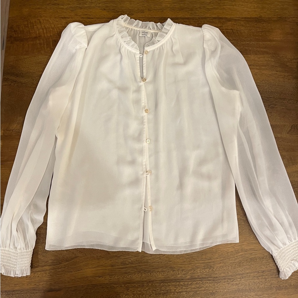 Aritzia Sheer Cream Blouse